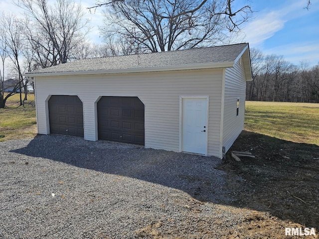 view of detached garage