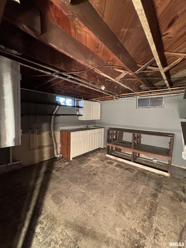 basement with sink