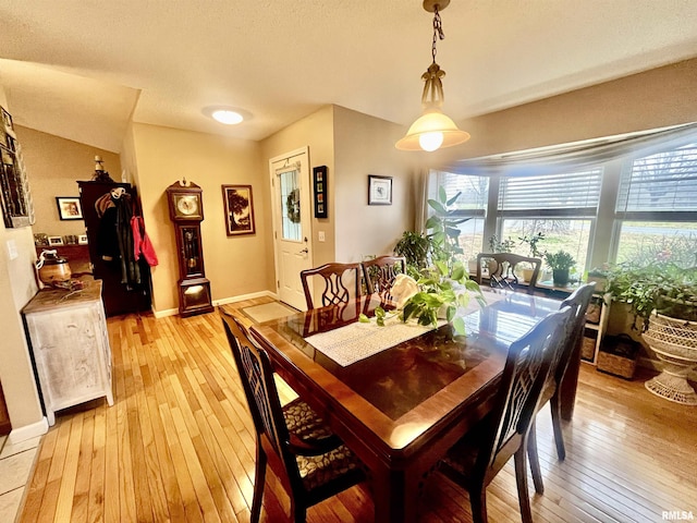 dining space with light hardwood / wood-style flooring