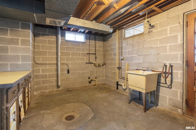 basement featuring sink