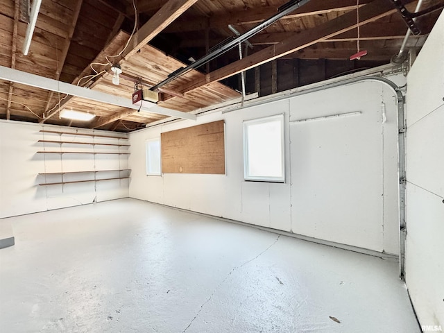 garage with a garage door opener