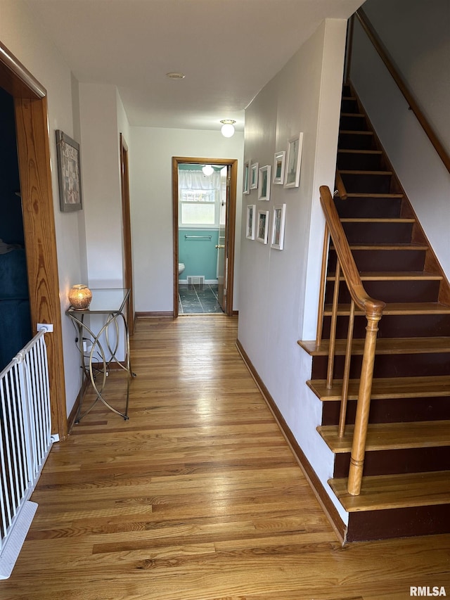 hallway featuring wood-type flooring