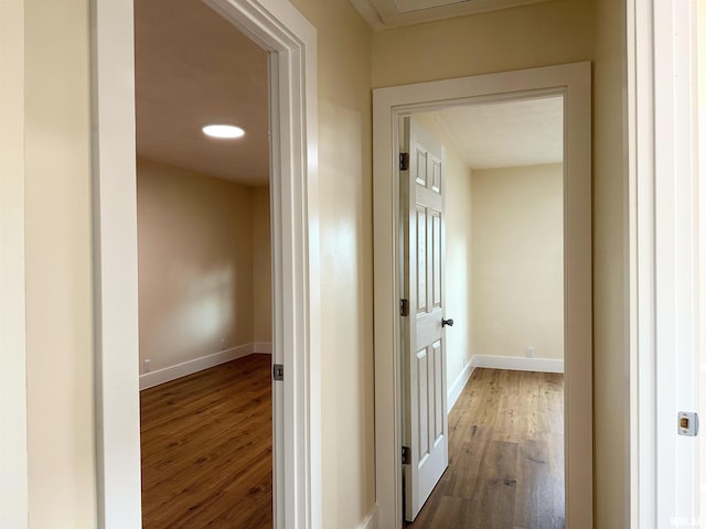 hallway with wood-type flooring