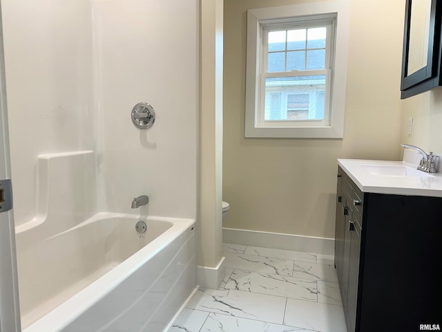 bathroom with vanity and shower / bath combination