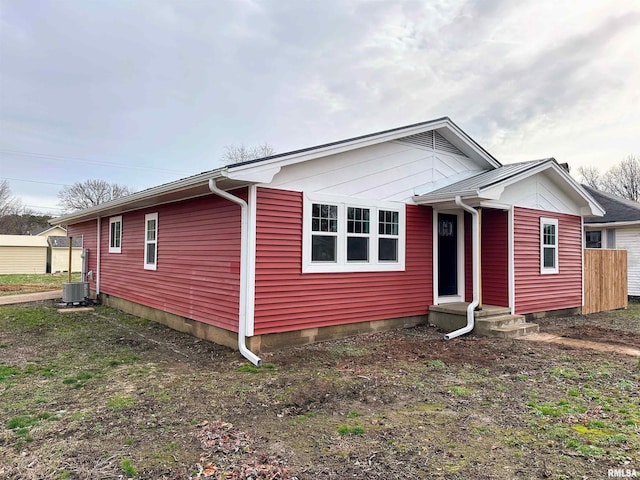 view of front of home with central air condition unit