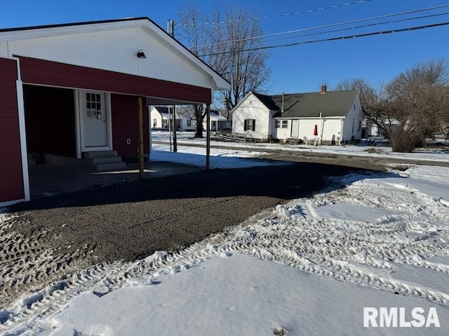 view of snow covered exterior