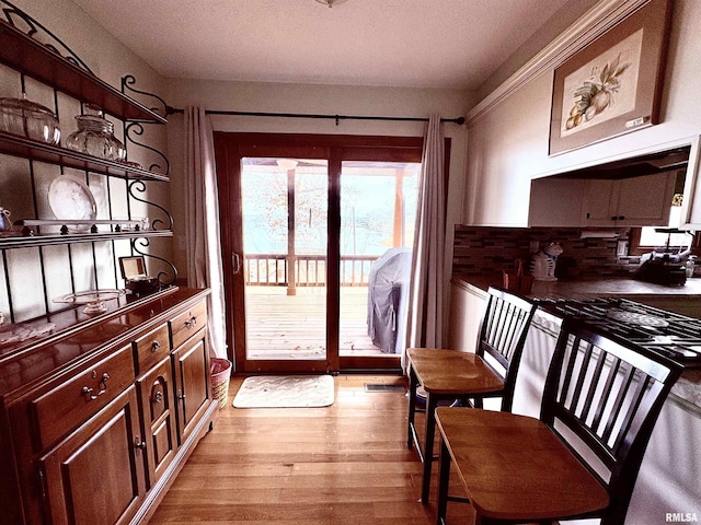 entryway with light hardwood / wood-style flooring