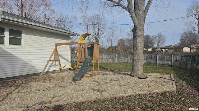 view of yard with a playground