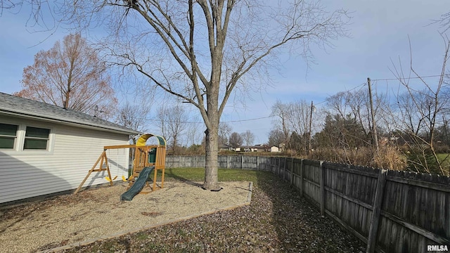 view of yard with a playground