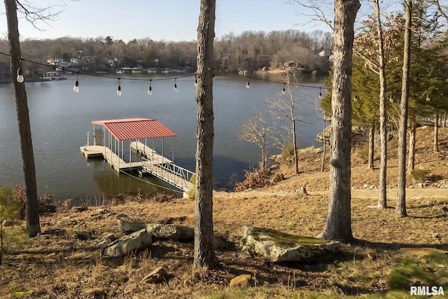 view of dock featuring a water view