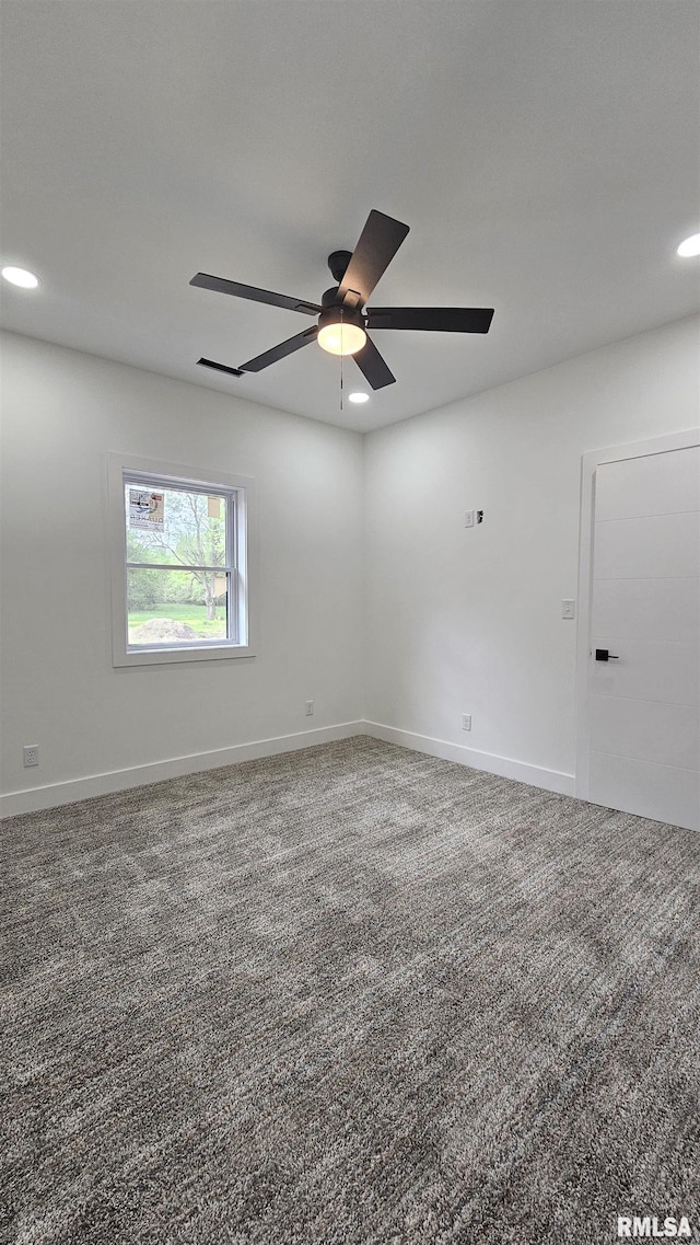 809 N 27th St, Herrin, IL 62948 - unfurnished room featuring baseboards, recessed lighting, a ceiling fan, and carpet