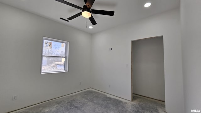 spare room featuring ceiling fan