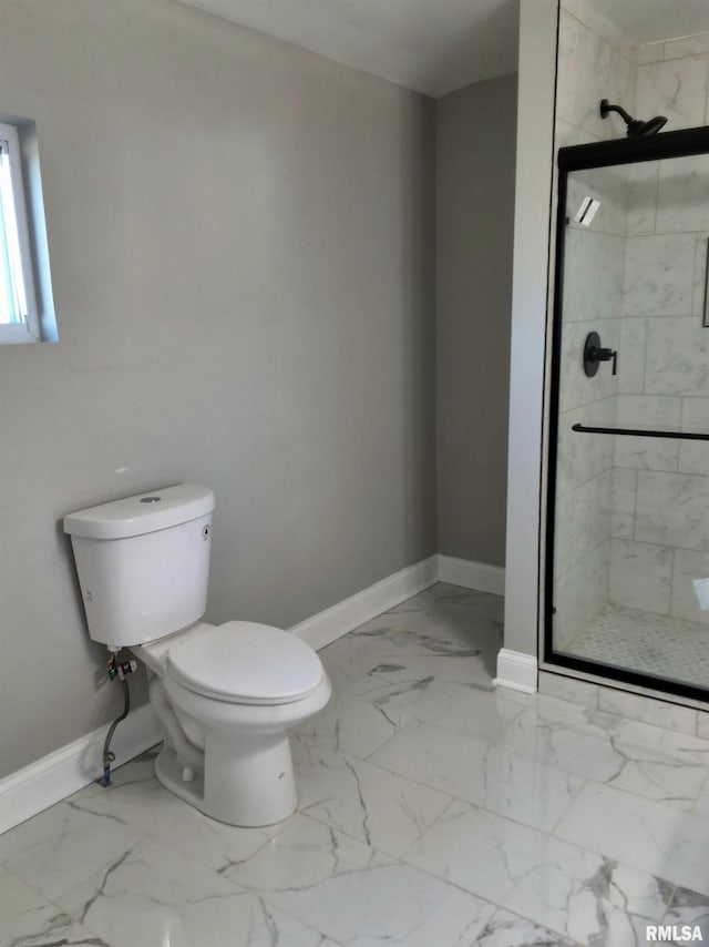 309 W 11th St, Metropolis, IL 62960 - bathroom featuring toilet, baseboards, and a shower stall