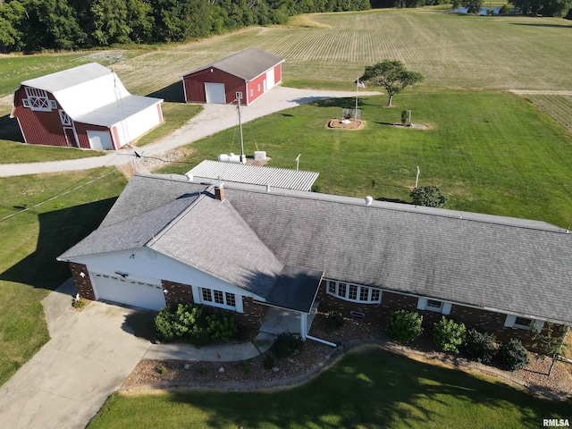 drone / aerial view featuring a rural view