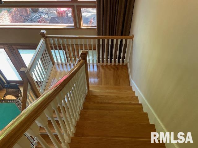 stairs with wood-type flooring