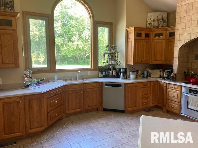 kitchen featuring a wealth of natural light, sink, and stainless steel appliances