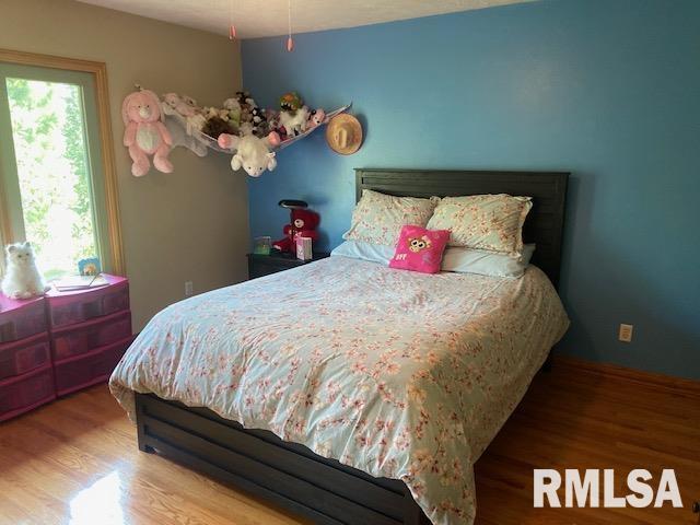 bedroom with wood-type flooring