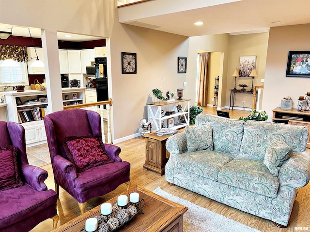 living room featuring light hardwood / wood-style floors