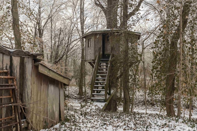 view of snow covered structure