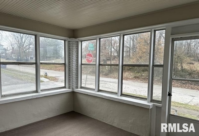 view of unfurnished sunroom