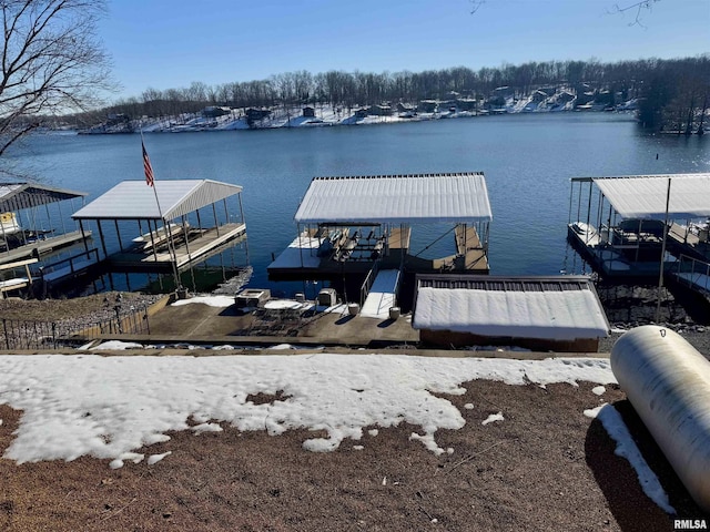 view of dock featuring a water view