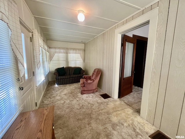 sitting room with light carpet