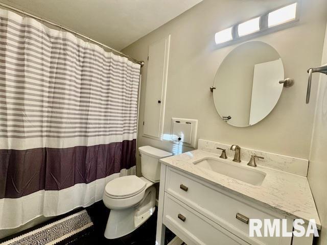 bathroom with toilet and vanity