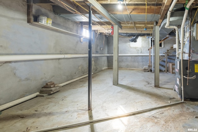 basement with heating unit