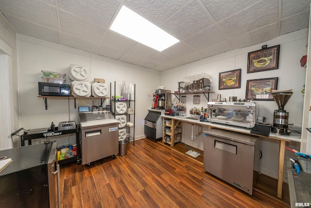 interior space with dark wood-type flooring