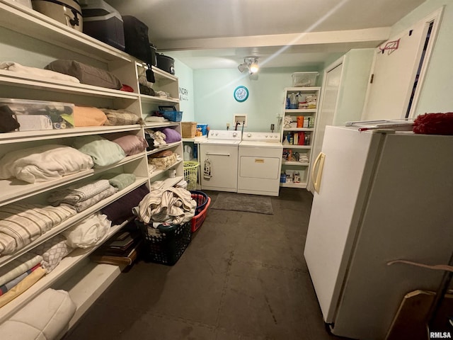 storage featuring separate washer and dryer