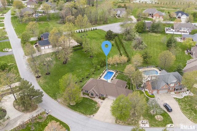 aerial view with a residential view