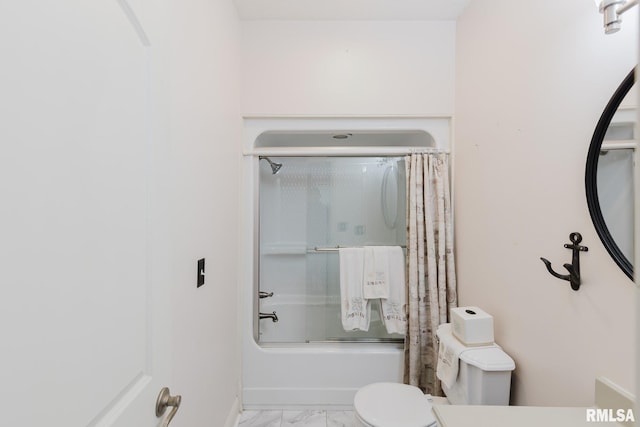 2730 Kokopelli Dr, Marion, IL 62959 - bathroom with marble finish flooring, shower / tub combo, and toilet