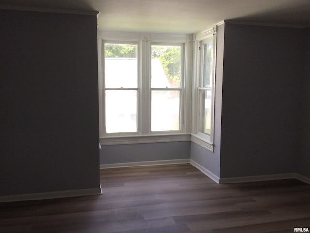 spare room with dark hardwood / wood-style flooring