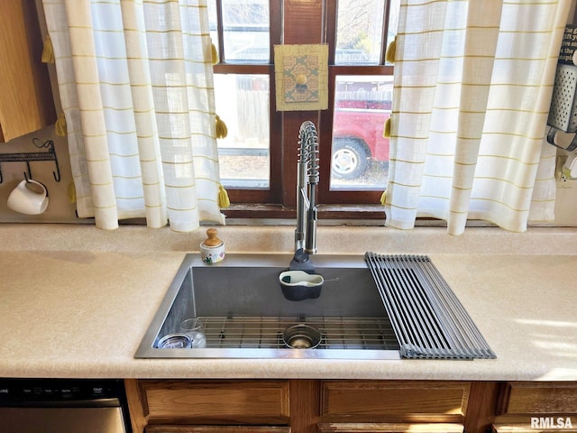 room details featuring sink and stainless steel dishwasher