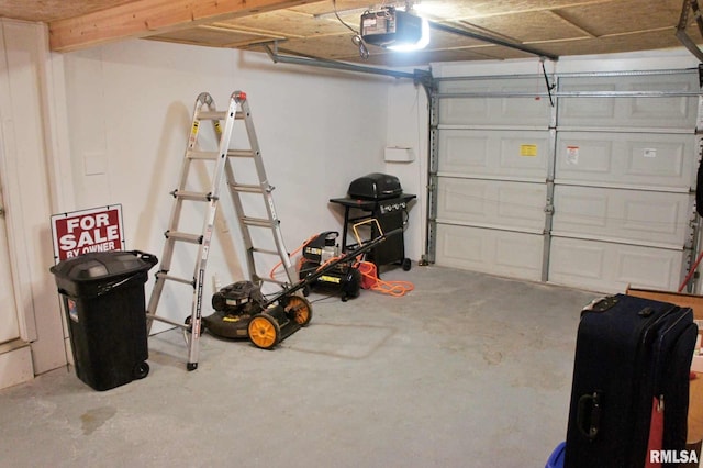 garage with a garage door opener