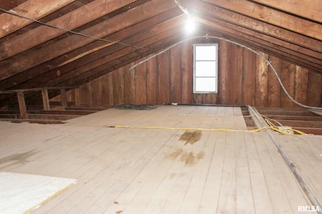 view of unfinished attic