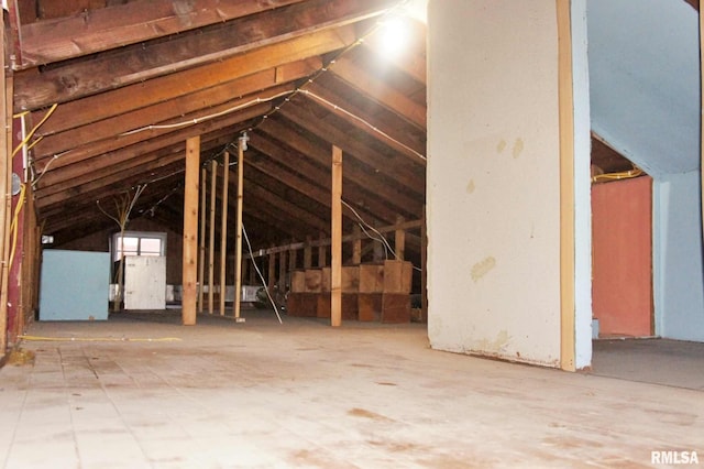 view of unfinished attic