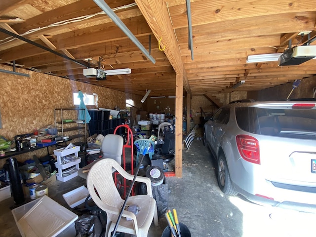 garage with a garage door opener