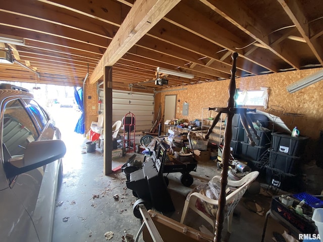 garage with a garage door opener