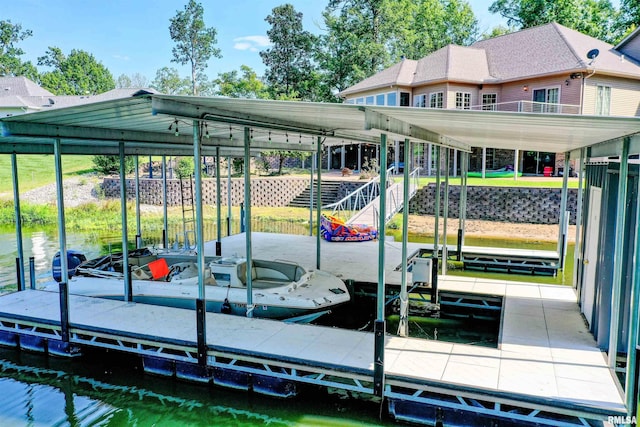 dock area featuring a water view