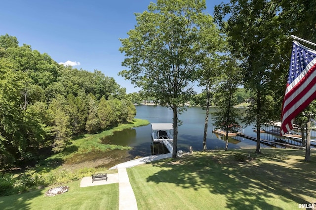 view of water feature featuring a dock