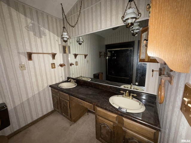 1117 E Ash St, Herrin, IL 62948 - full bathroom featuring wallpapered walls and double vanity