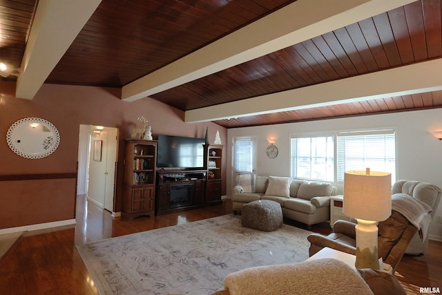 205 E Jennings, Salem, IL 62881 - living area with baseboards, wood finished floors, and wood ceiling