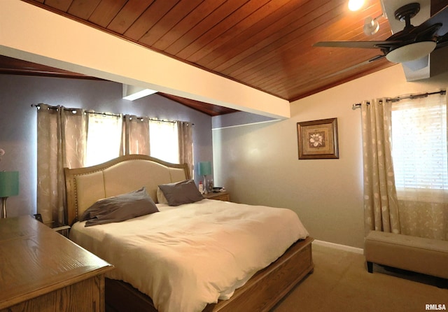 205 E Jennings, Salem, IL 62881 - bedroom featuring lofted ceiling, wood ceiling, carpet, and baseboards