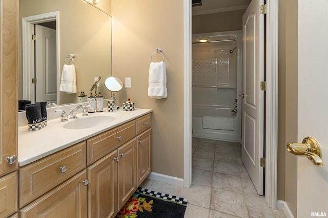 bathroom with vanity and walk in shower