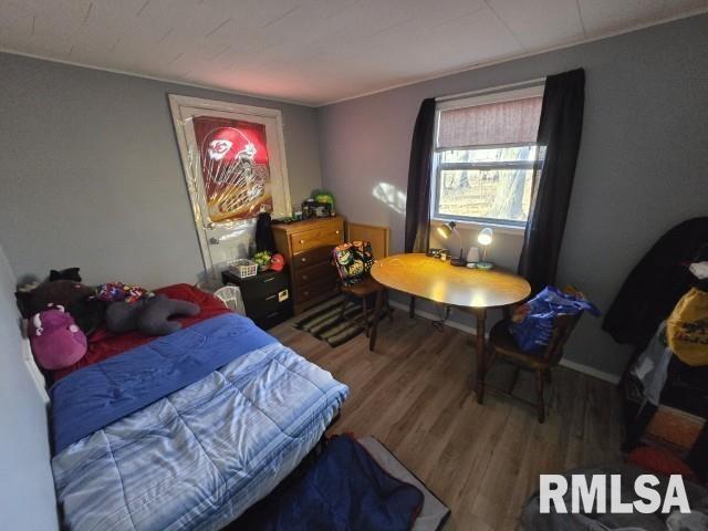 bedroom featuring hardwood / wood-style flooring