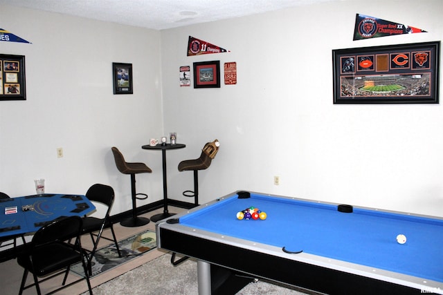 game room with carpet flooring and billiards