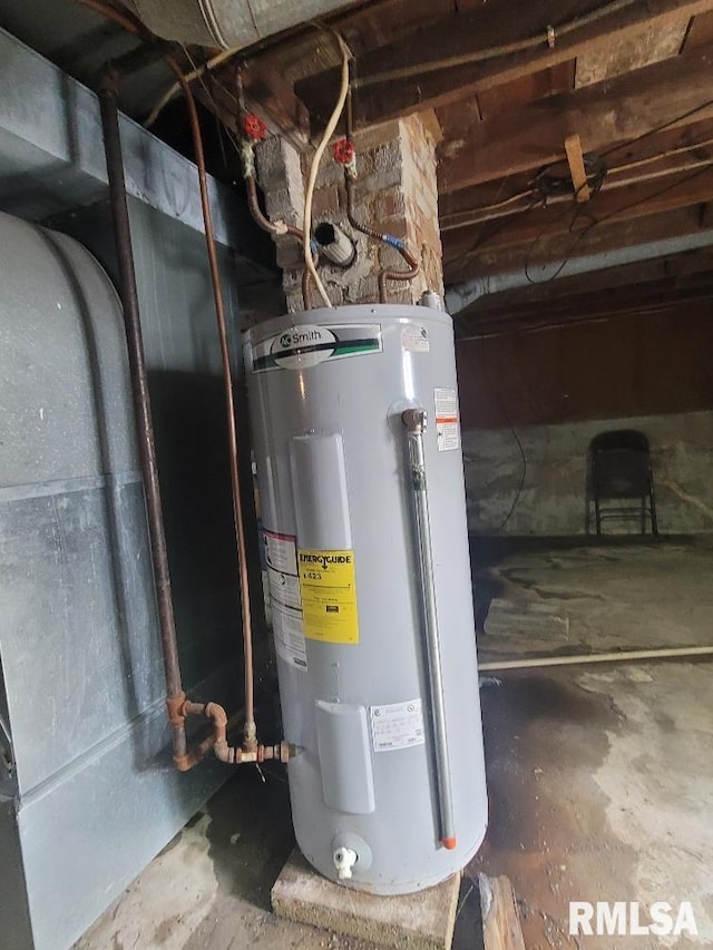 utility room with electric water heater