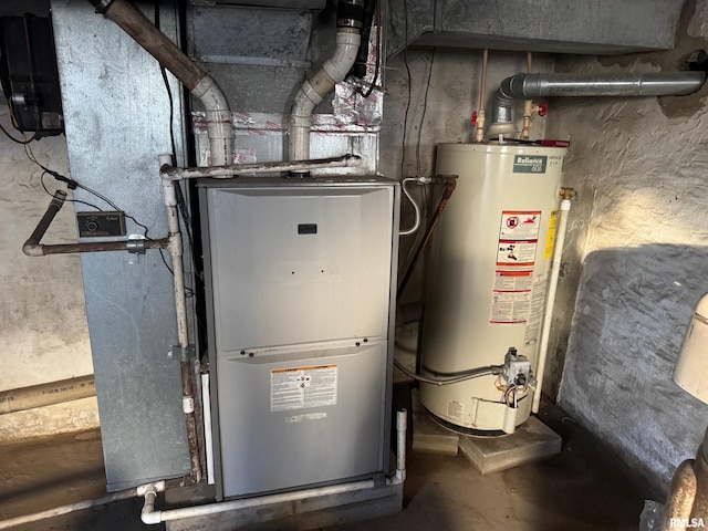 utility room with gas water heater