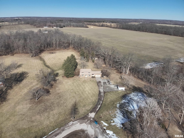 bird's eye view featuring a rural view